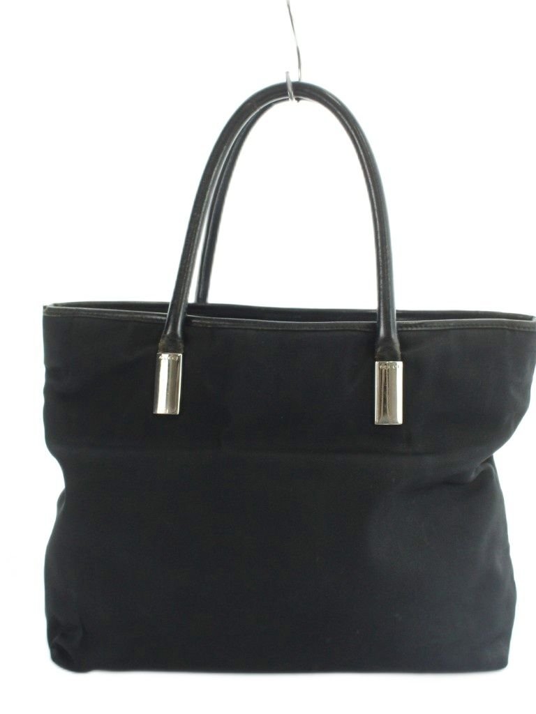 Gucci 002 Handbag Tote Canvas Leather Logo Black